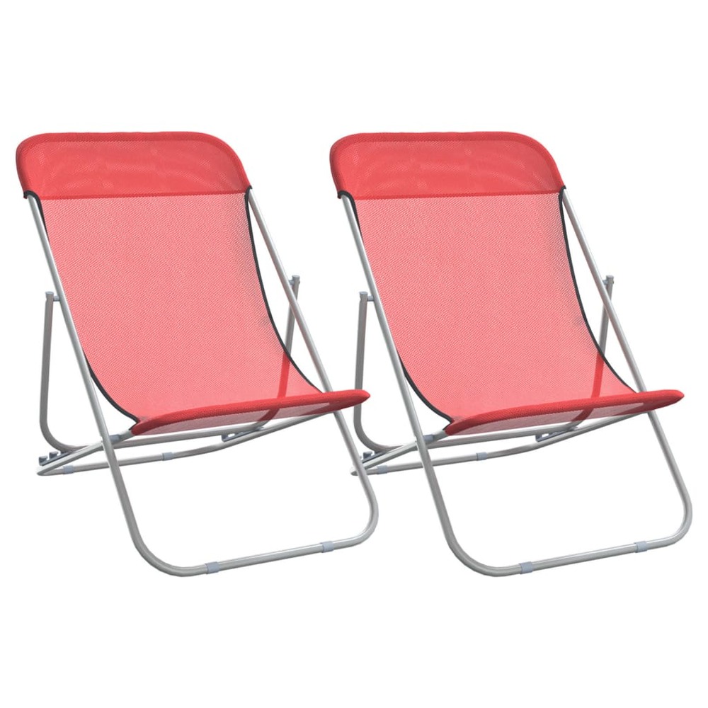 Chaises de plage pliantes 2pcs textilène acier enduit de poudre