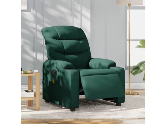 Fauteuil massant inclinable électrique Vert foncé Tissu