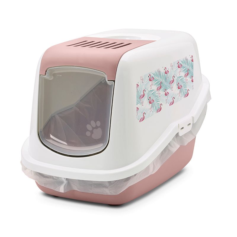 Maison de toilette Savic Nestor motif Flamingo pour chat