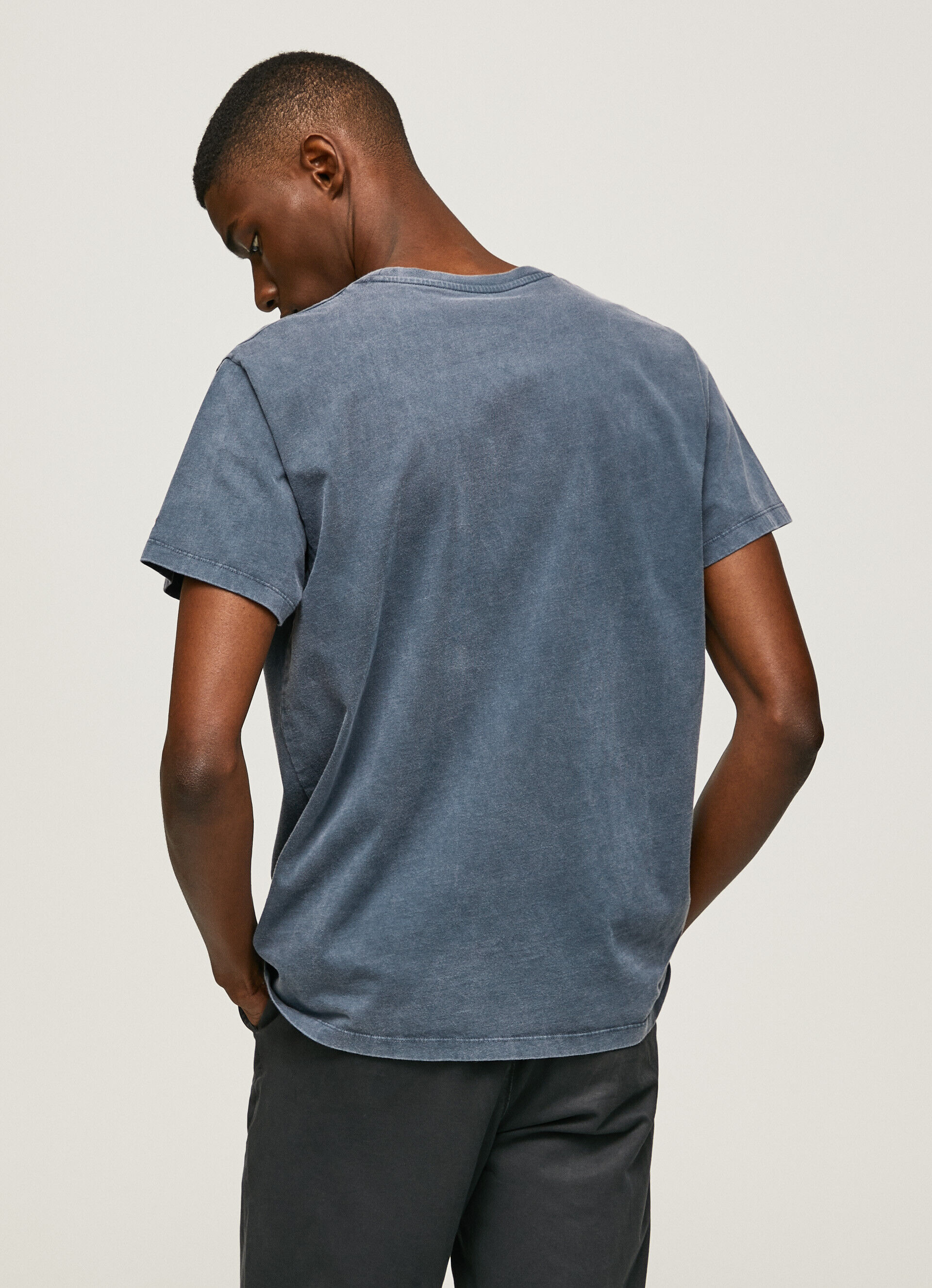 Camiseta de algodão com logotipo estampado - azul dulwich