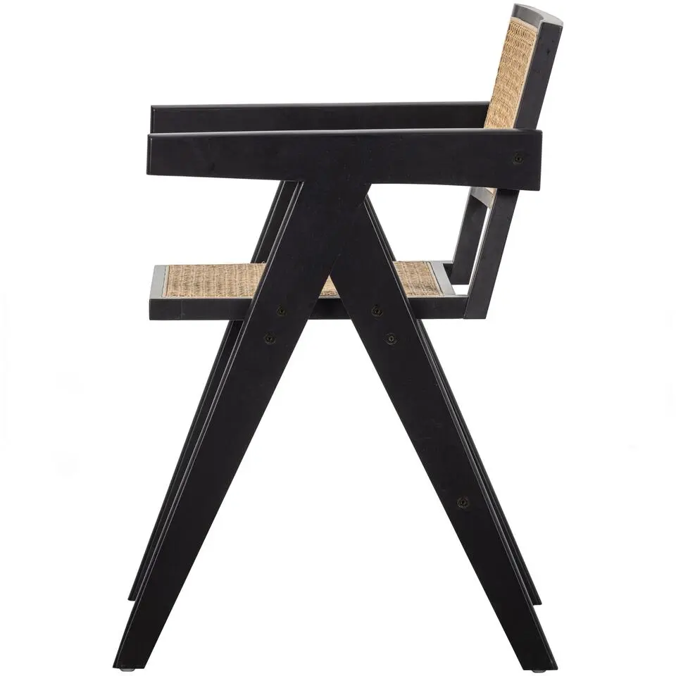WOOOD Gunn Eetkamerstoel - Rattan - Zwart - 80x54x54