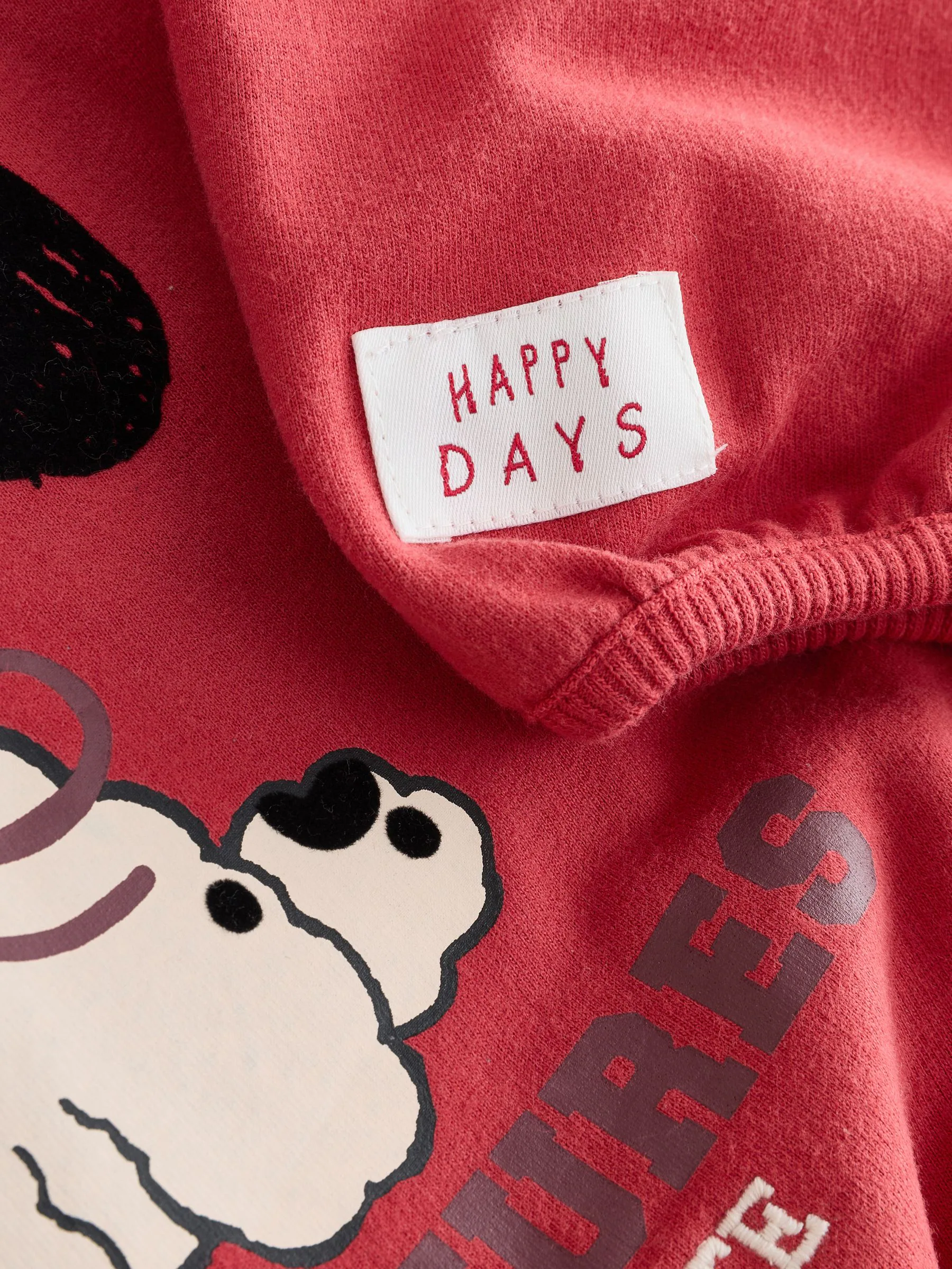Rood met hond - Set met top met lange mouwen en broek met wijde pijpen (3mnd-7jr)