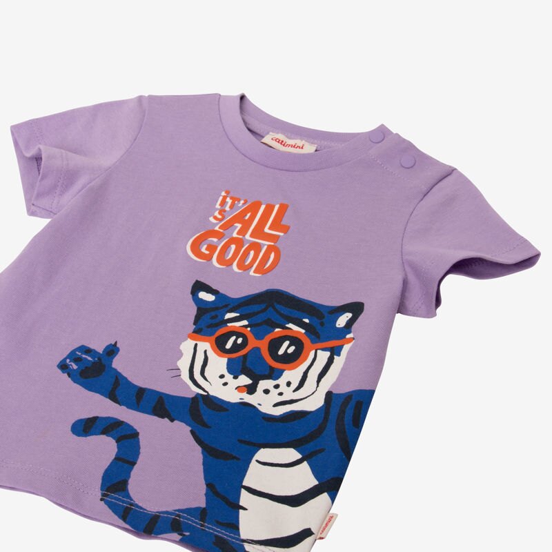 T-shirt bébé garçon visuel tigre à lunettes violet Catimini Mauve Violet