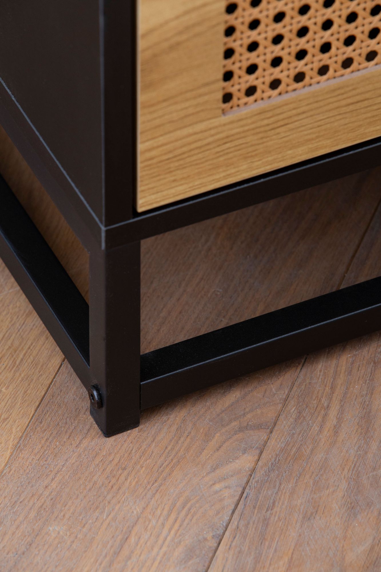 Nachtkonsole FineBuy Nachtkommode Boxspringbett 45 cm Schwarz Wiener Geflecht