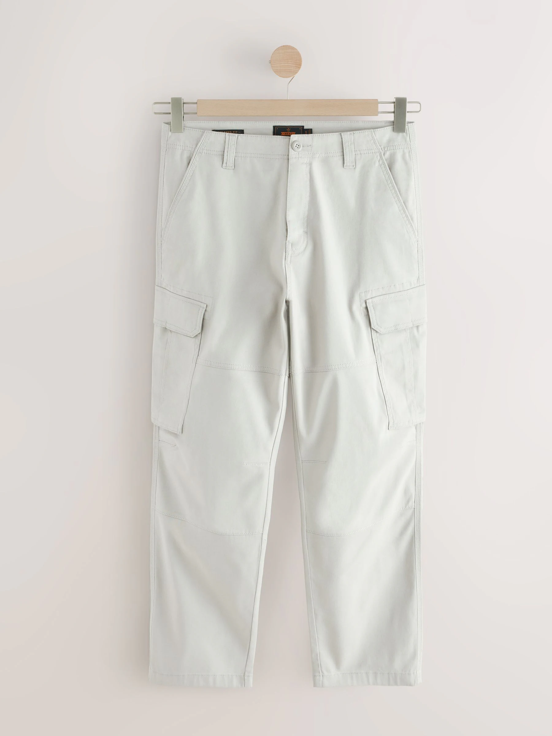 Licht pastelgeel - Relaxed fit - Katoenen cargostretchbroek