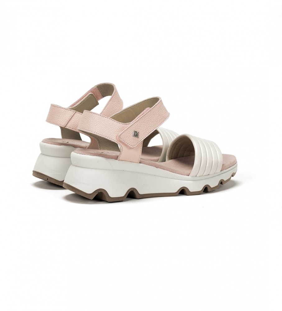 Sandálias Dorking Lais em couro nude - salto plataforma de 6 cm -