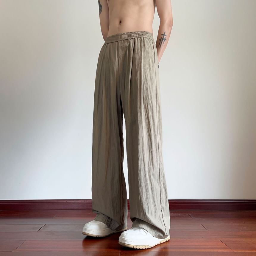 Deepwood - Mid Rise Plain Wide Leg Broek