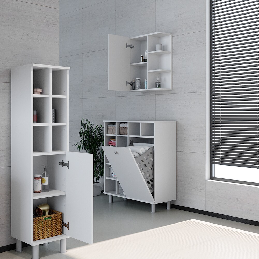 Vicco Wäscheschrank Fynn Badschrank mit Wäschekorb Badezimmerschrank Badmöbel