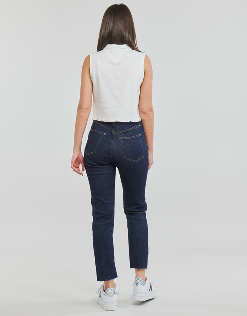 Tommy Jeans - TJW CROP SLEEVELESS RIB POLO - Ecru