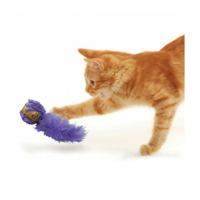 Jouet KONG Cat Cort Ball naturel en liège avec plumes et herbe à chat