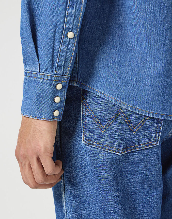 Wrangler WESTERN SHIRT MIDSTONE Blå
