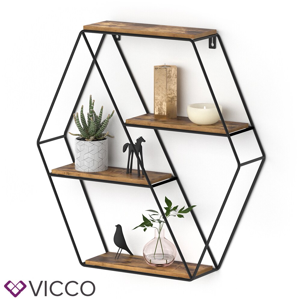 VICCO Loft Wandregal FYRK Gewürzregal Industrial Küchenregal eckig Bücherregal