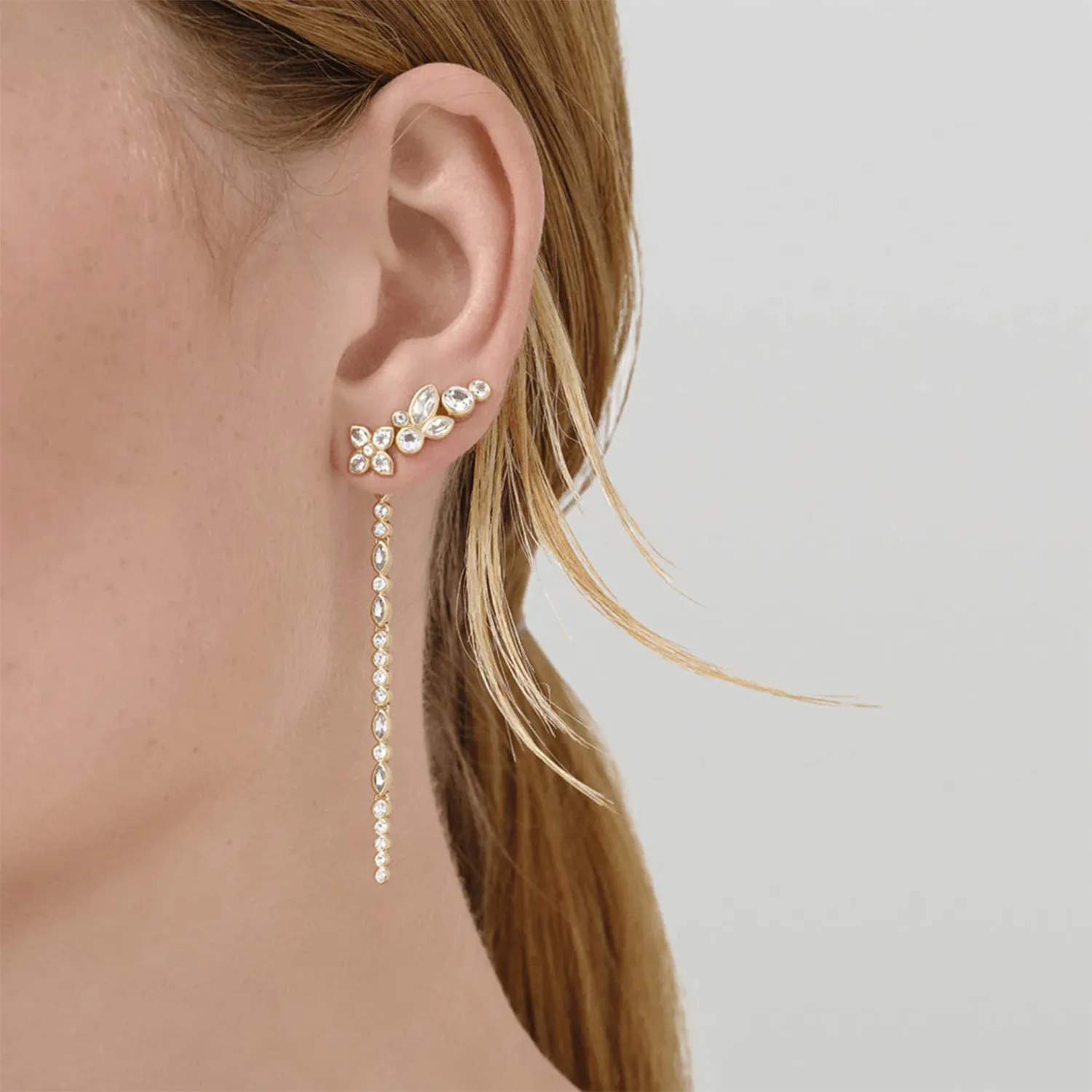 Julie Sandlau Poesy Earstud White Topaz Øreringe 14 kt. Guld YG14-ST370