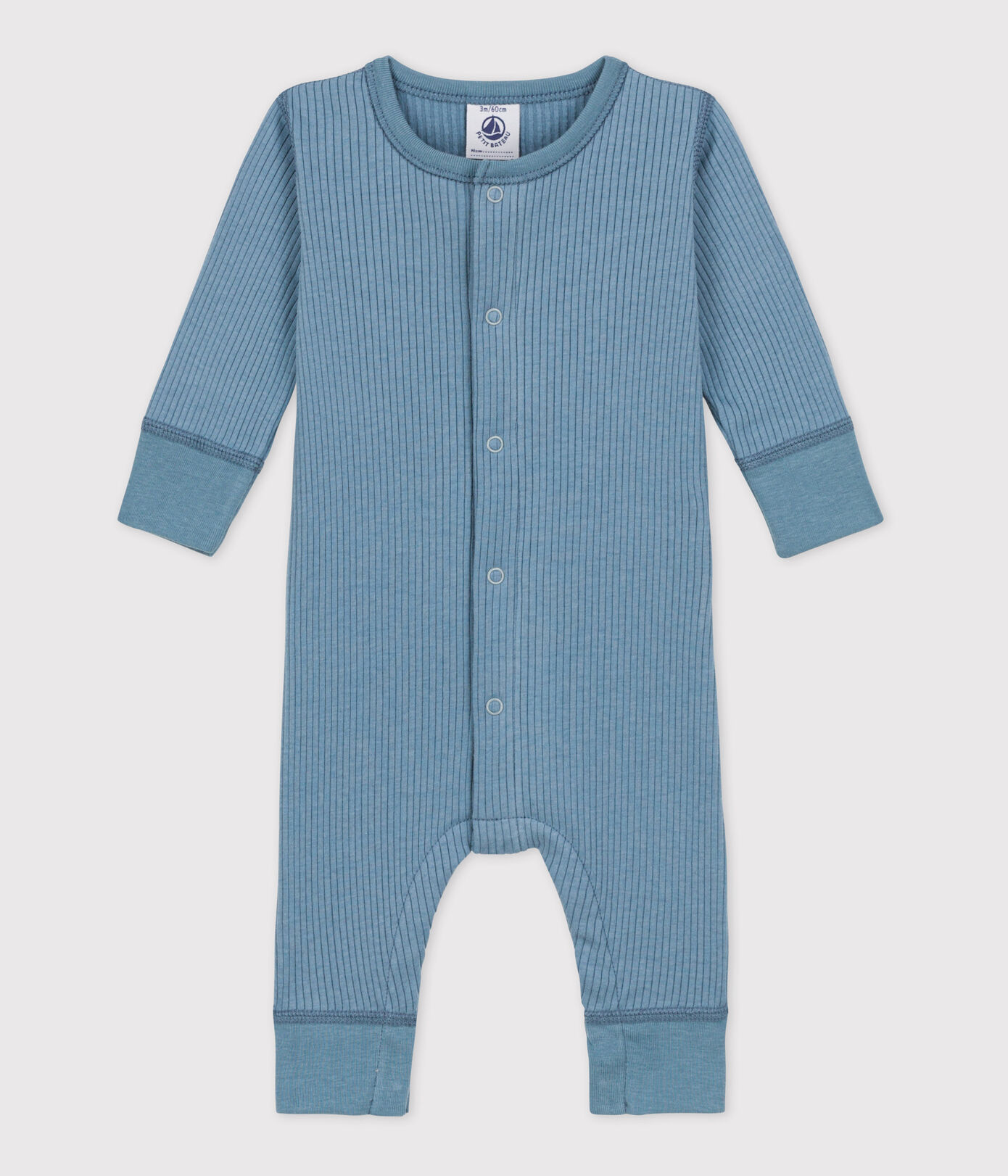 Combinaison longue bébé en maille côtelée