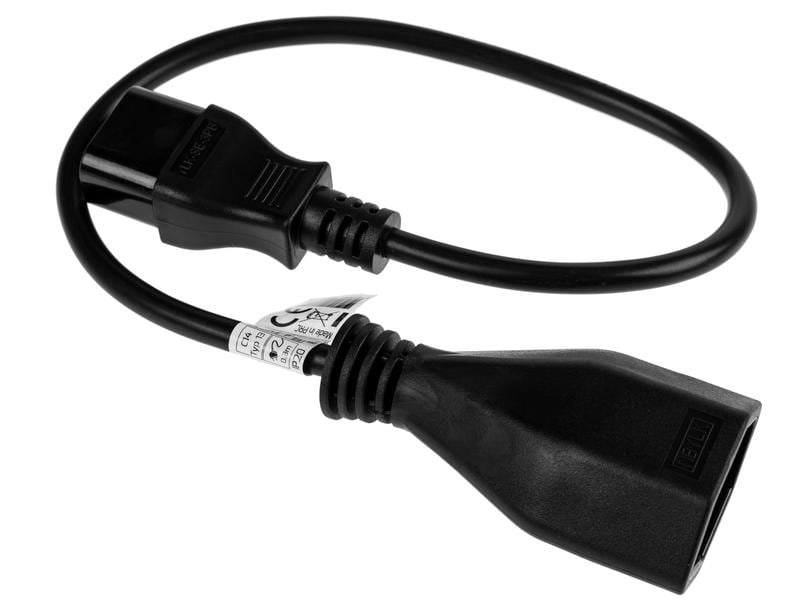FURBER.power Verlängerungskabel C14-T13 0.3 m Schwarz Stromkabel H05VV-F 3G1.00