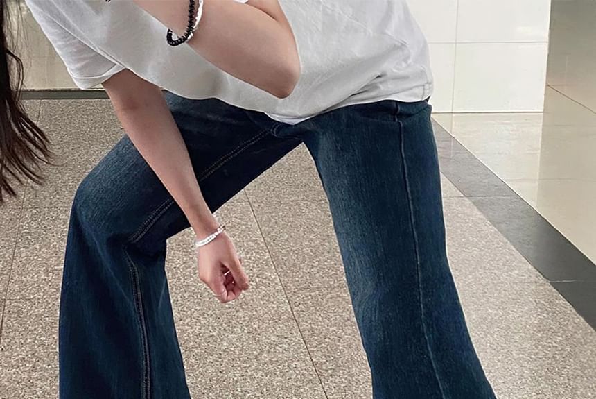 Girliepairs - High Waist Washed Flared Jeans