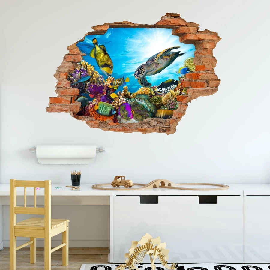 Nikima Wandtattoo 035 Unterwasserwelt - Loch in der Wand in 6 vers. Größen bunt