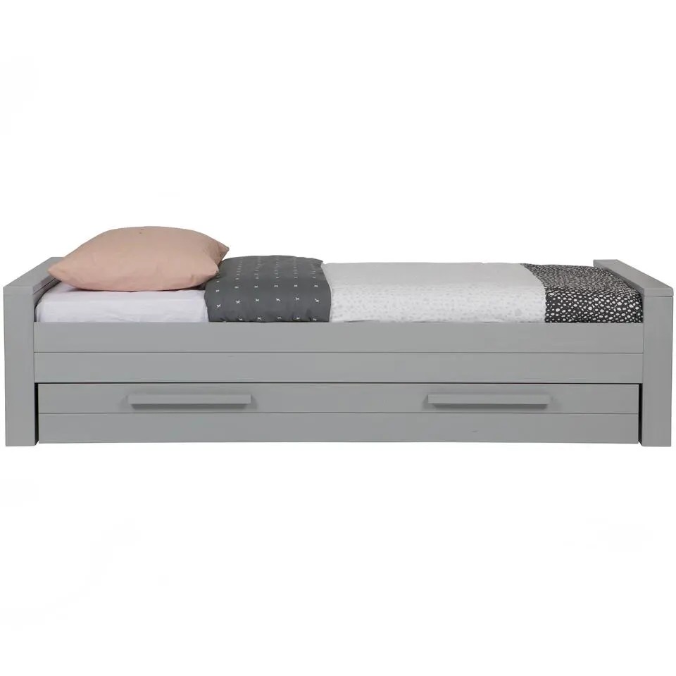 WOOOD Dennis Bed Excl Lade - Grenen - Betongrijs - 53x219x95