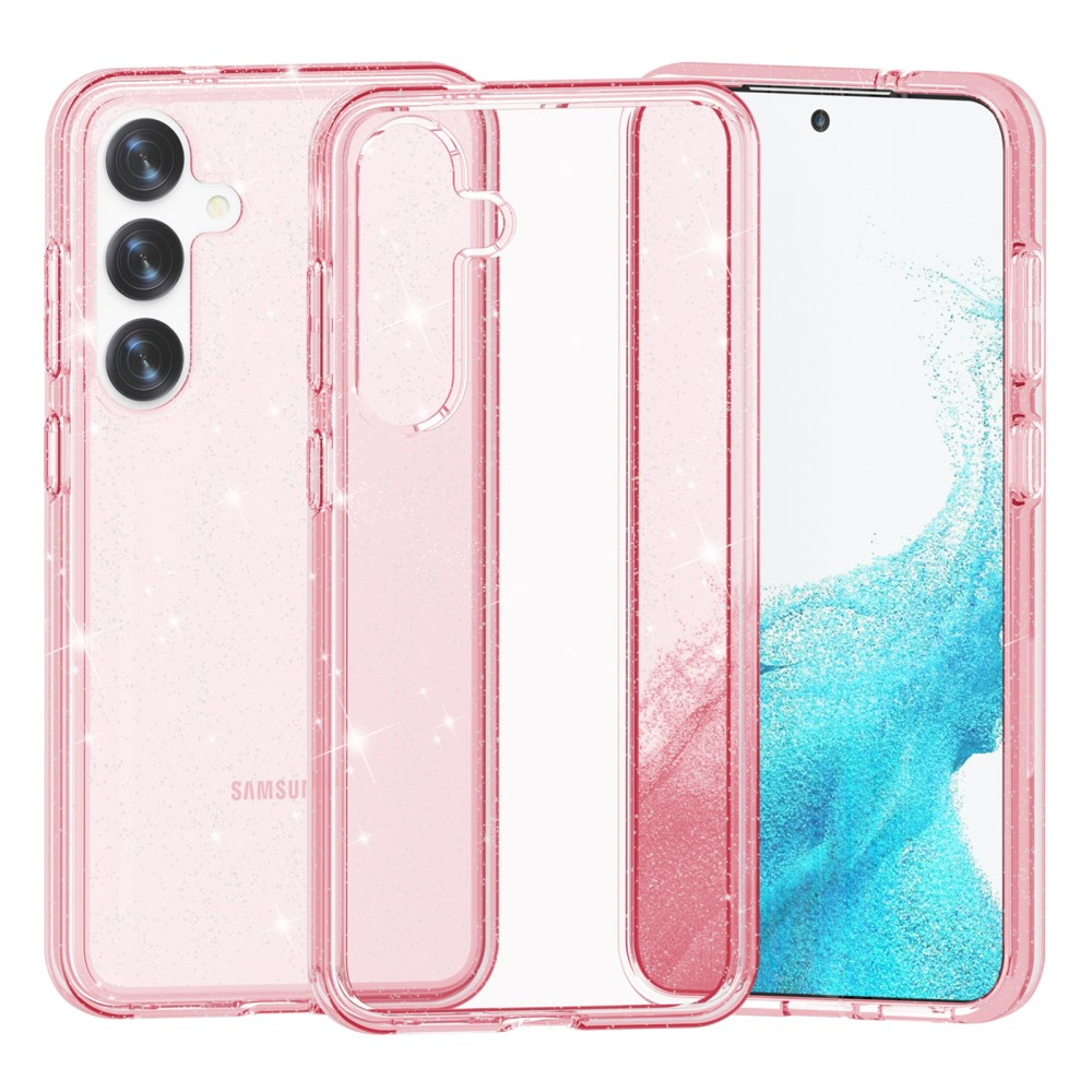 Samsung Galaxy S24 Hybrid Hardcase Schutzhülle im Glitzer Design - Pink / Transparent