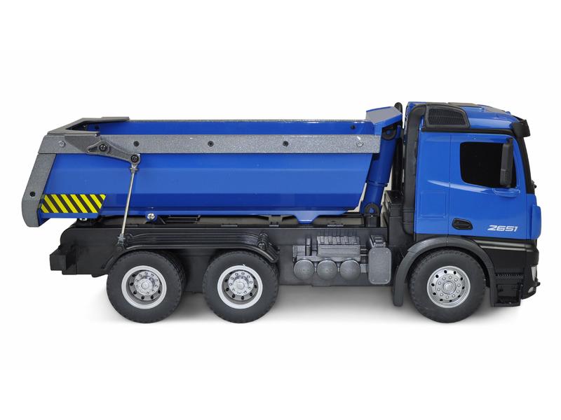 Amewi Lastwagen Mercedes-Benz Arocs 6x4, Blau 1:18, RTR Detailliertes Lastwagen Modell mit Kipper und LED Beleuchtung