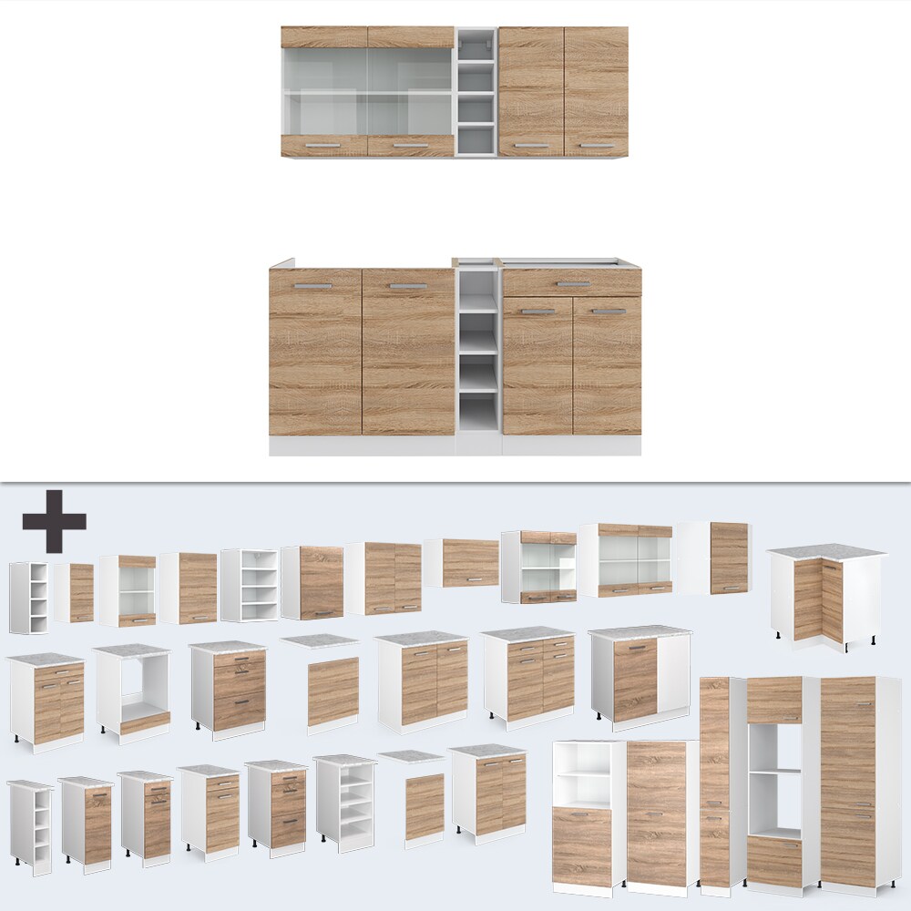 Vicco Küchenzeile Küchenblock Einbauküche R-Line Single Weiß Sonoma 180 cm