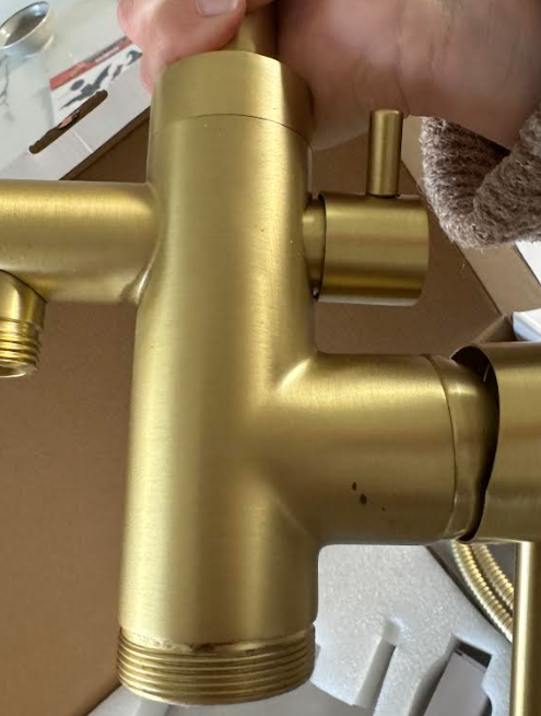 SCHADEMODEL: Saniclear Brass vrijstaande badkraan z. handdouche z. doucheslang geborsteld messing