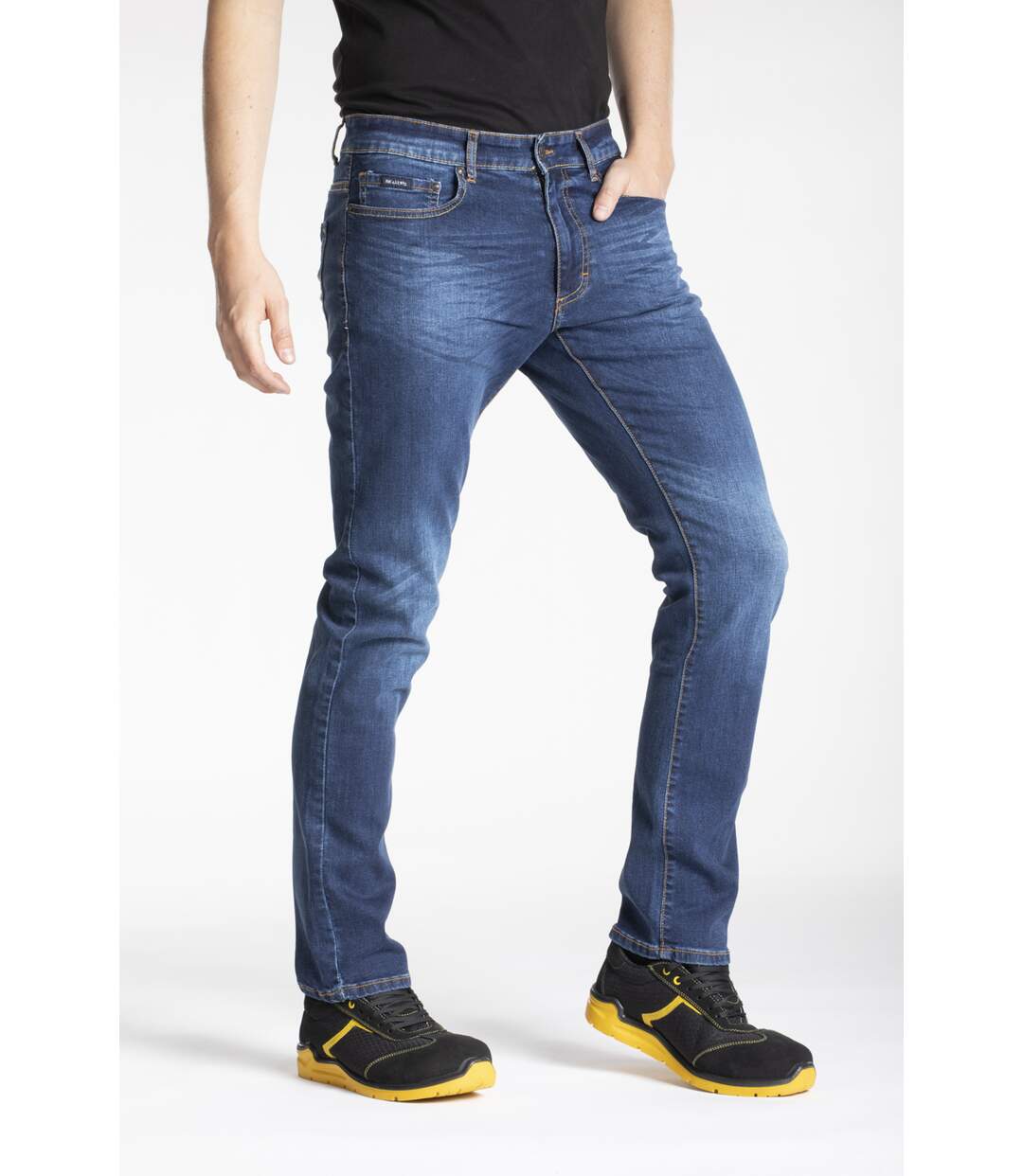 Jeans de travail coupe droite confort denim brossé stretch WORK8 DENIM