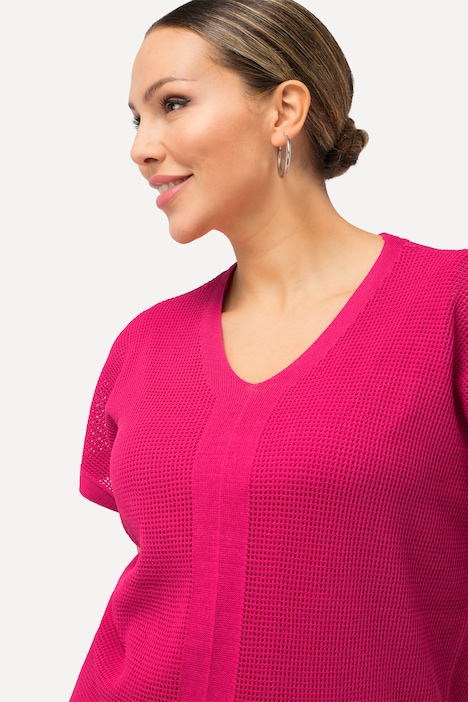 Pullover, Struktur, Oversized, V-Ausschnitt, ärmellos