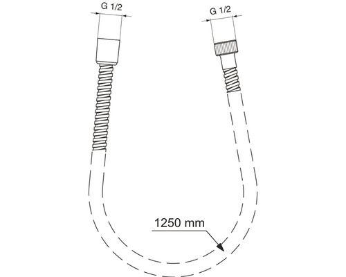 Ideal Standard doucheslang, kunststof, 125 cm x 1/2 inch, chroom, BF125AA