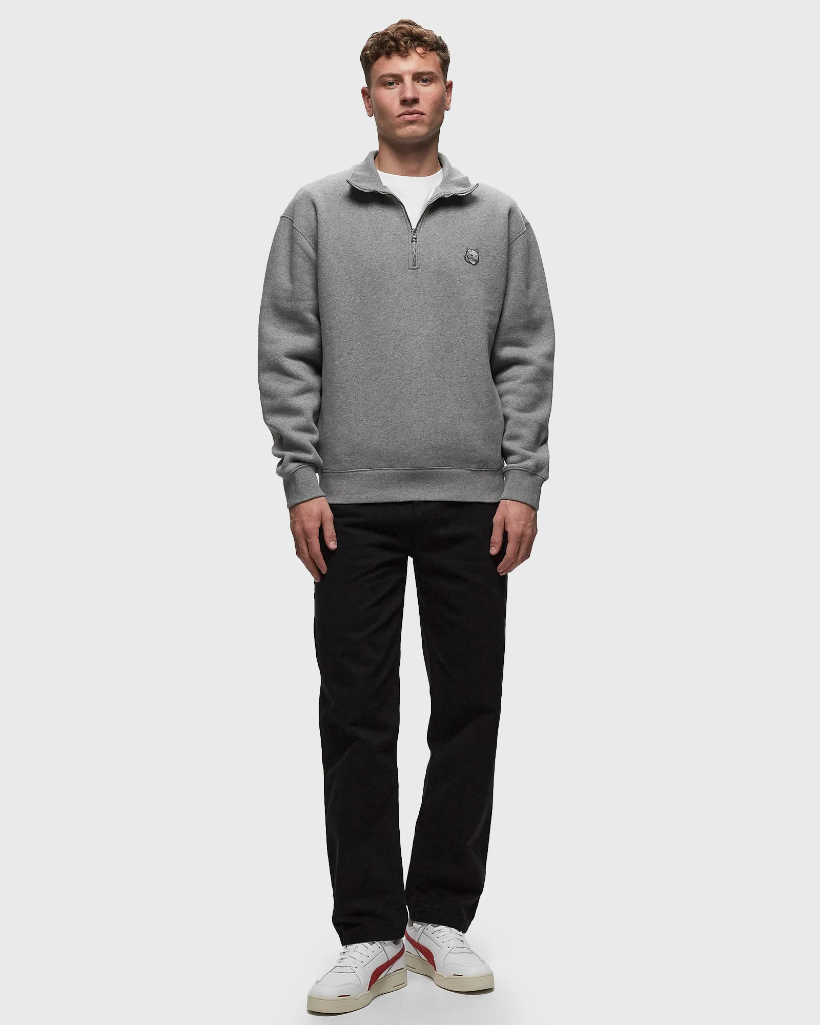 Maison Kitsune BOLD FOX HEAD PATCH COMFORT HALF ZIP SWEATSHIRT