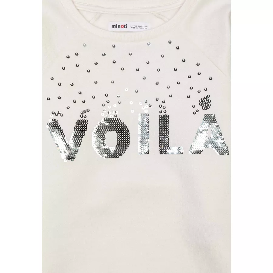 MINOTI Sweatshirt mit Pailletten Cremeweiß