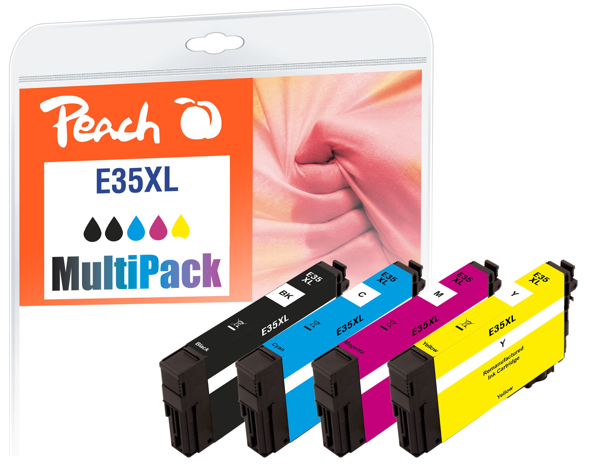 Peach E354 Druckerpatronen XL (bk, c/m/y) ersetzt Epson T3596, No. 35XL, C13T35964010 für z.B. Epson WorkForce Pro WF -4720 DWF (wiederaufbereitet)