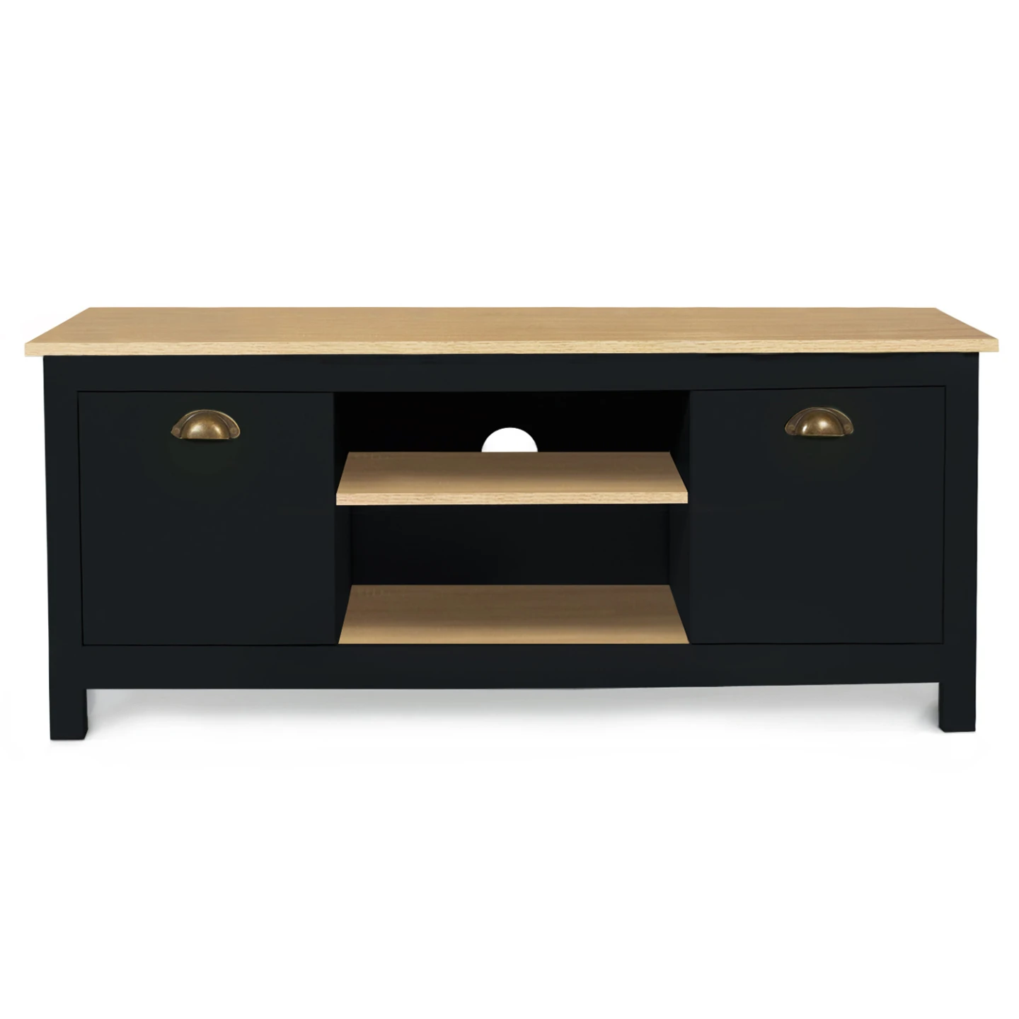 Meuble TV 113 cm campagne ISIS bois et noir