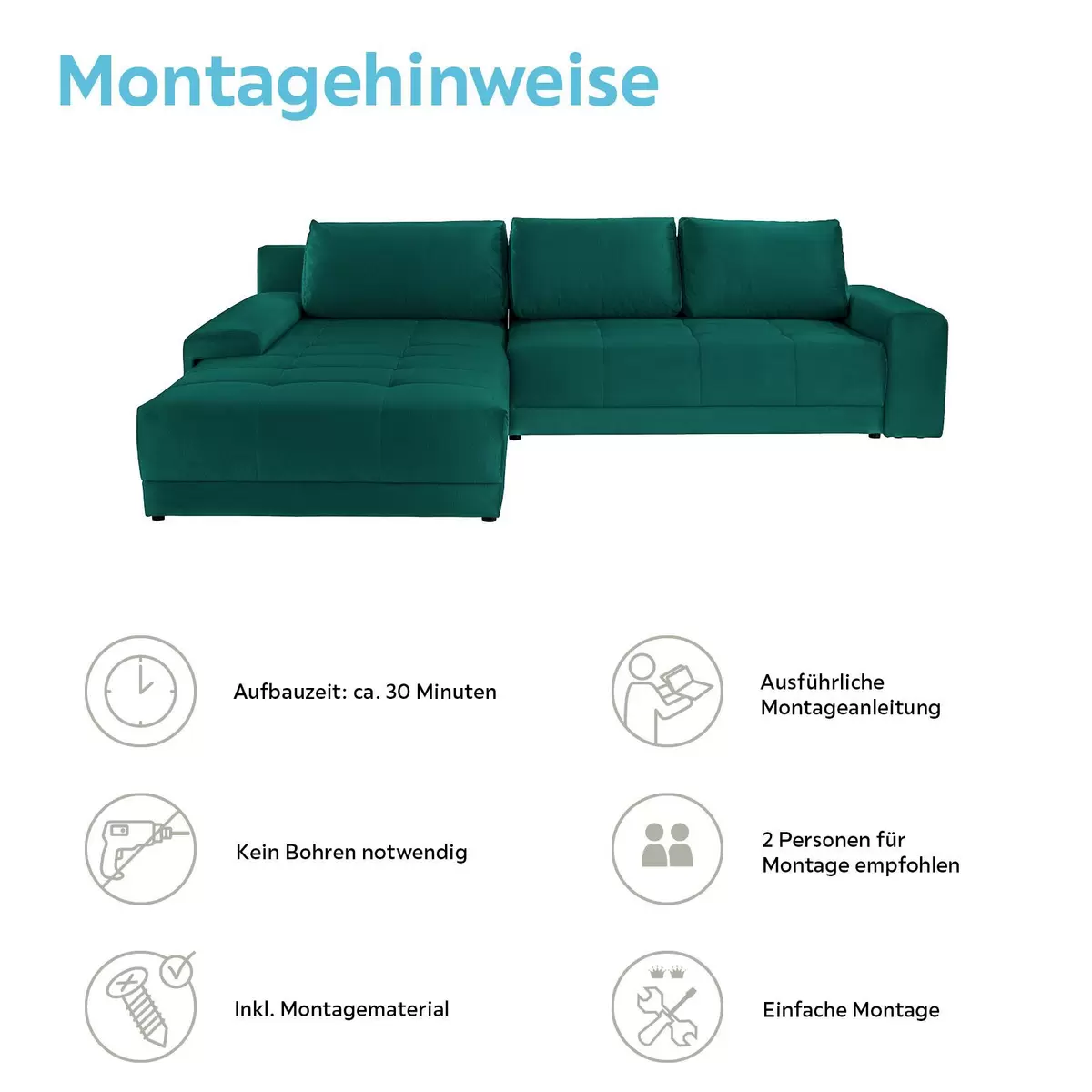 Ecksofa Adria 246 x 137 grün