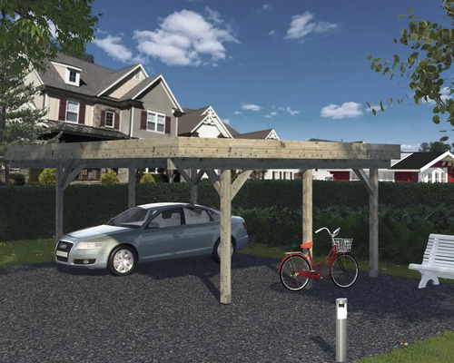 Palmako Karl dubbele carport, 20,6 m², 600x512 cm, grijs gegrond