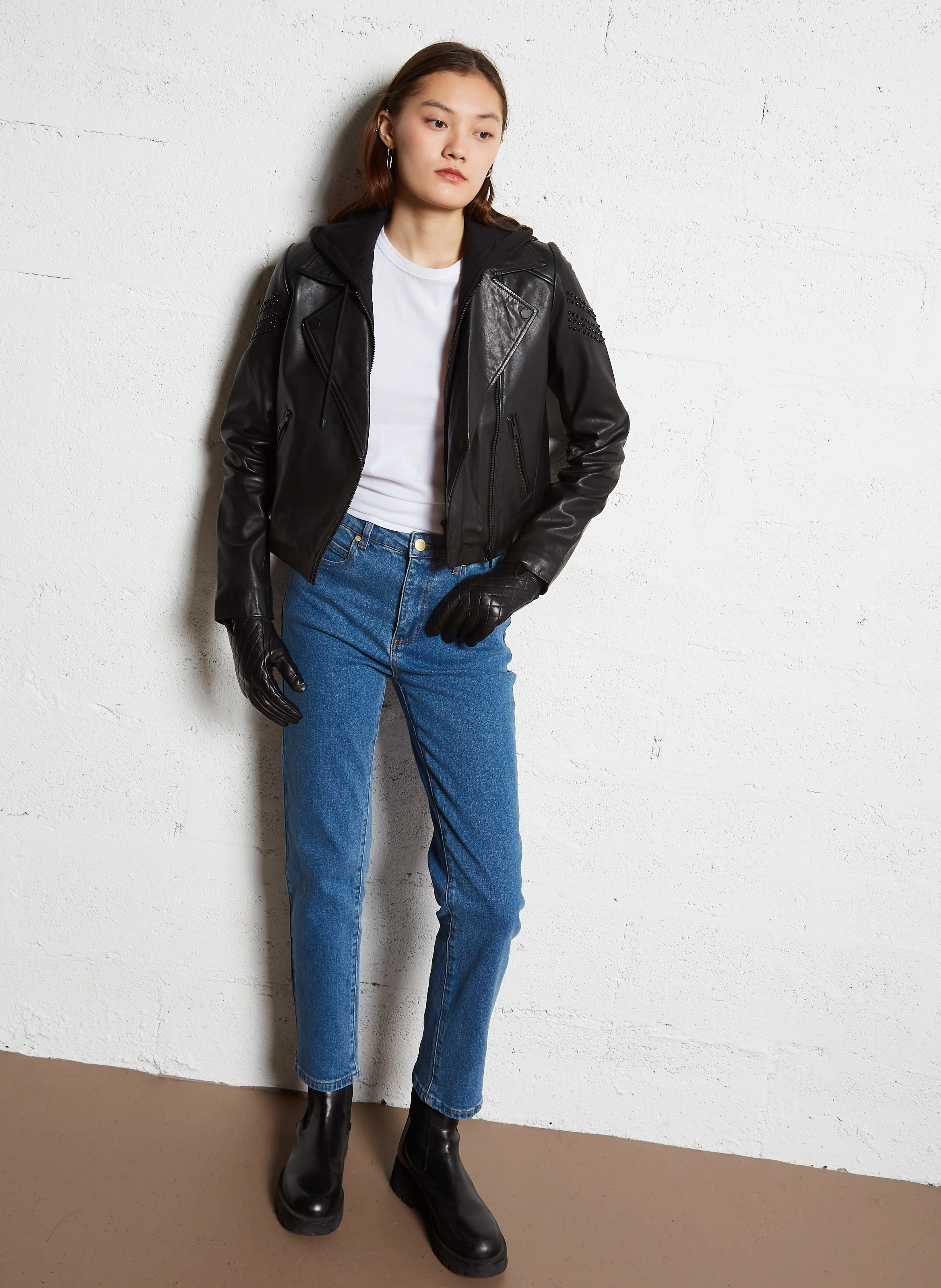 Veste en cuir| Noir