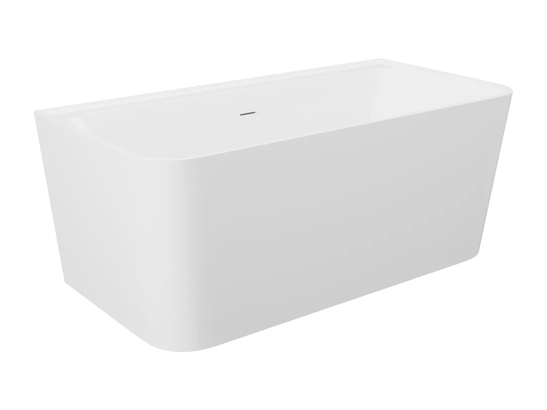 Baignoire semi-îlot rectangulaire - 216L - 150 x 75 x 60 cm - Blanc brillant - Acrylique - ATESA