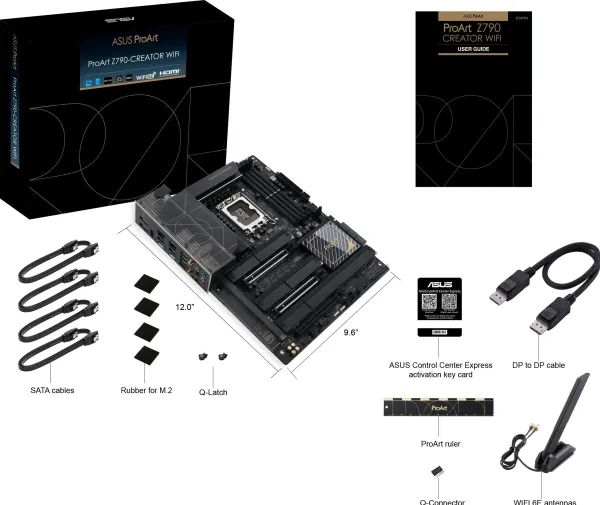 ASUS ProArt Z790-CREATOR WIFI - Bundkort - ATX - LGA1700 sokkel - Z790 Chipset - USB4, USB 3.2 Gen 2, USB-C 3.2 Gen 2x2, USB 3.2 Gen 1 - 10 Gigabit LAN, 2.5 Gigabit LAN, Wi-Fi 6E, Bluetooth - onboard grafik (CPU påkrævet) - HD Audio (8-kanaler)
