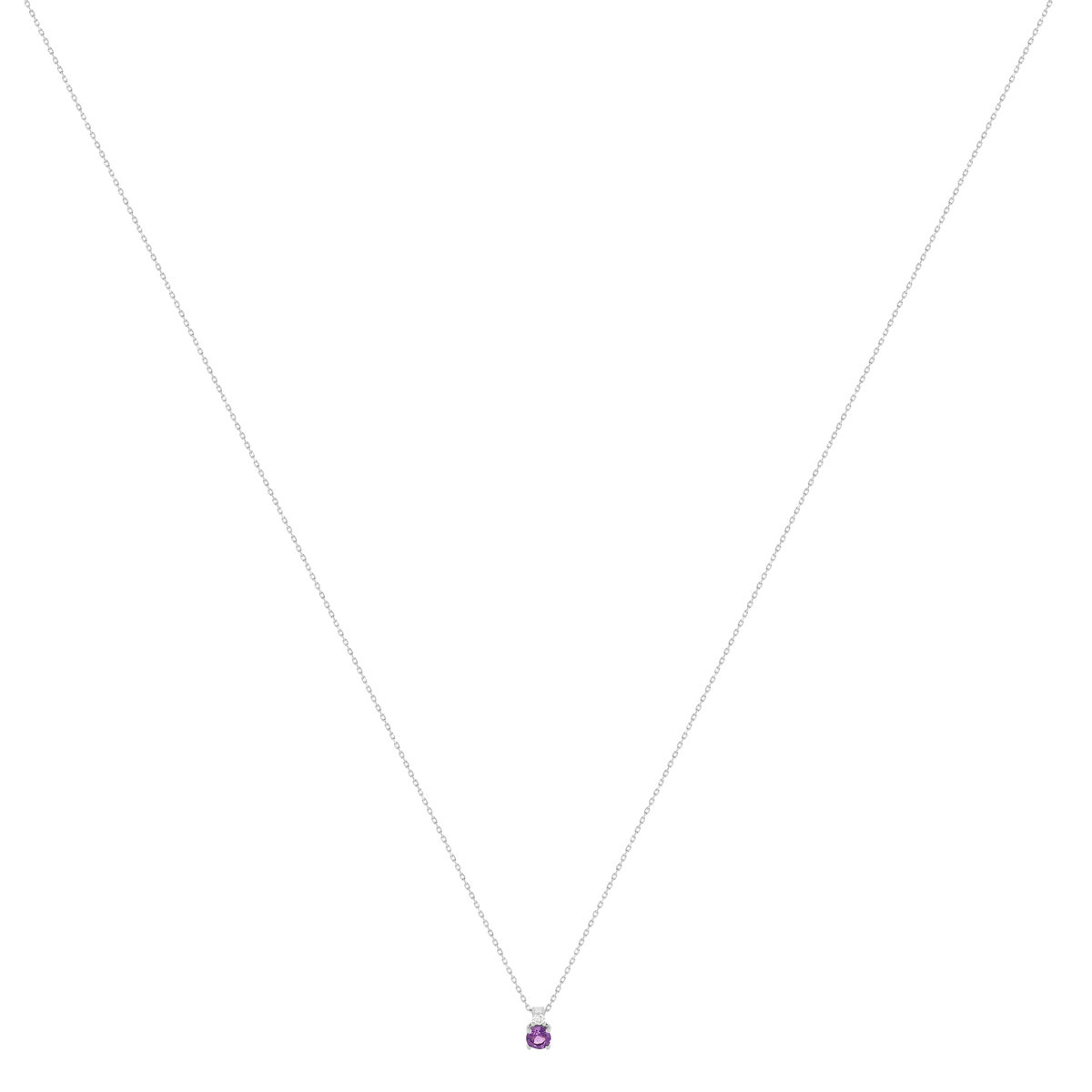 Collier or 375 blanc améthyste zirconia, 45 cm