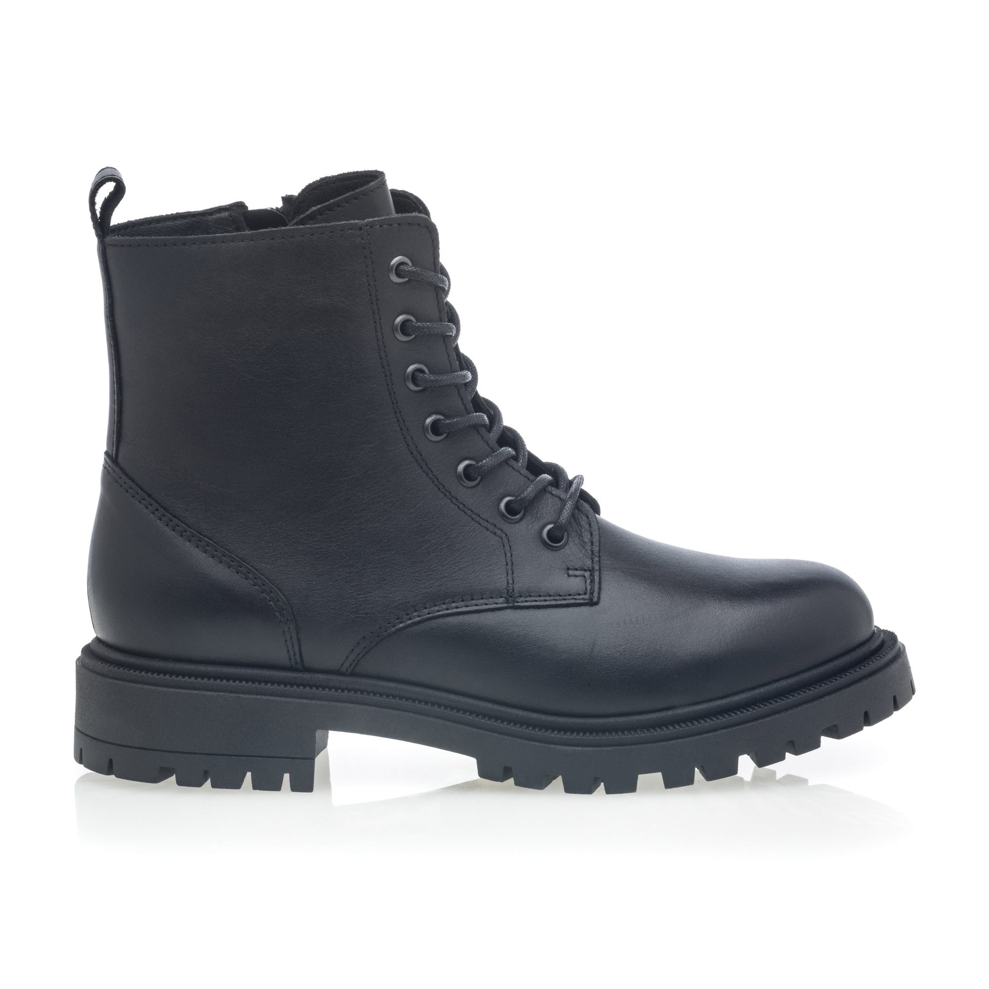 Bottines à lacets Femme en cuir noir