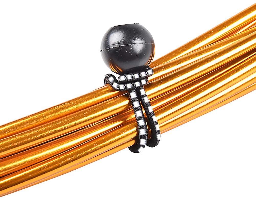(10er Set) 135mm Elastische Outdoor Zelt Spanngurte Planen Spannseil mit Ball Befestigung - Schwarz