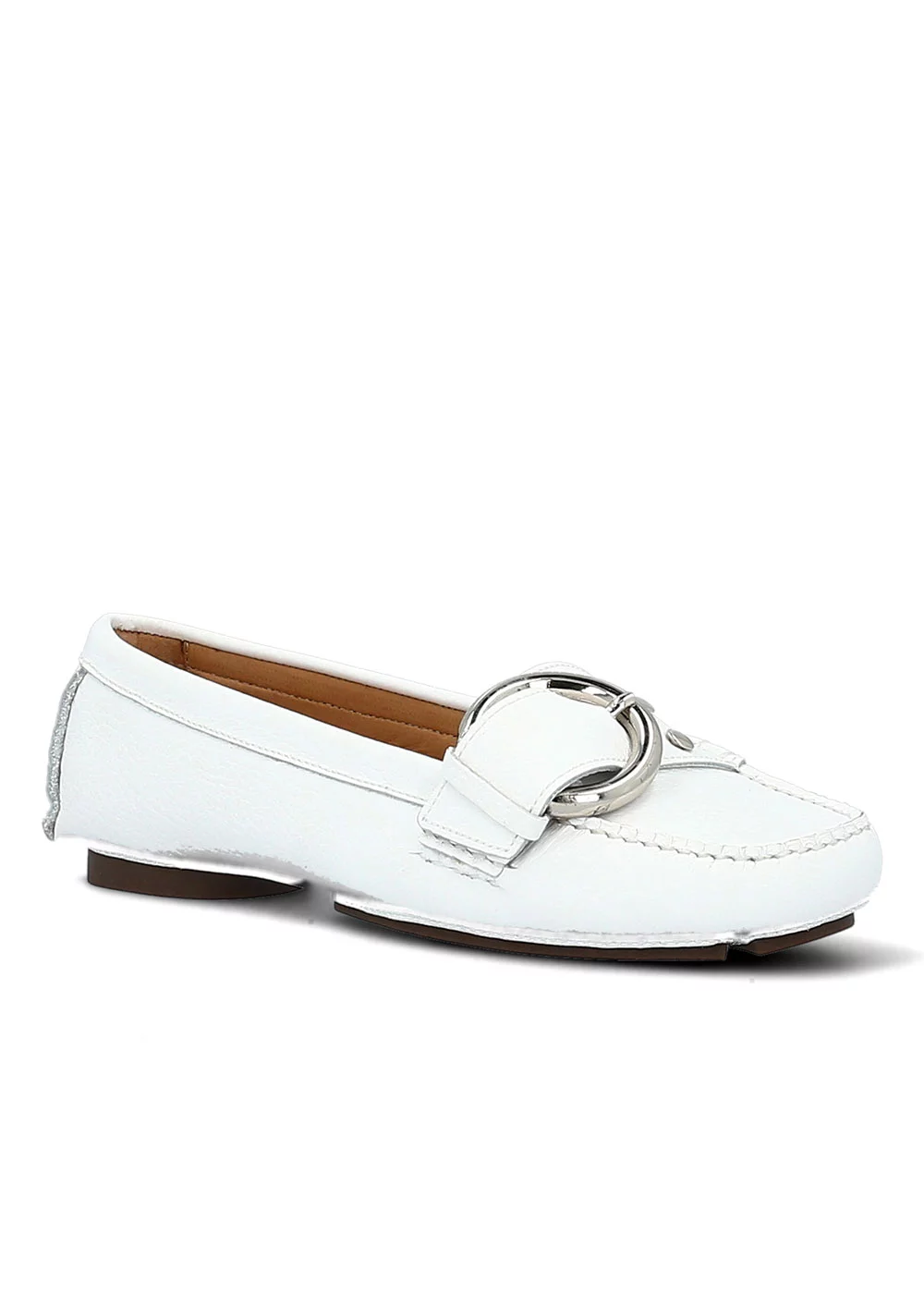 MOCASSIN BIG BUCKLE FOULONNE BLANC
