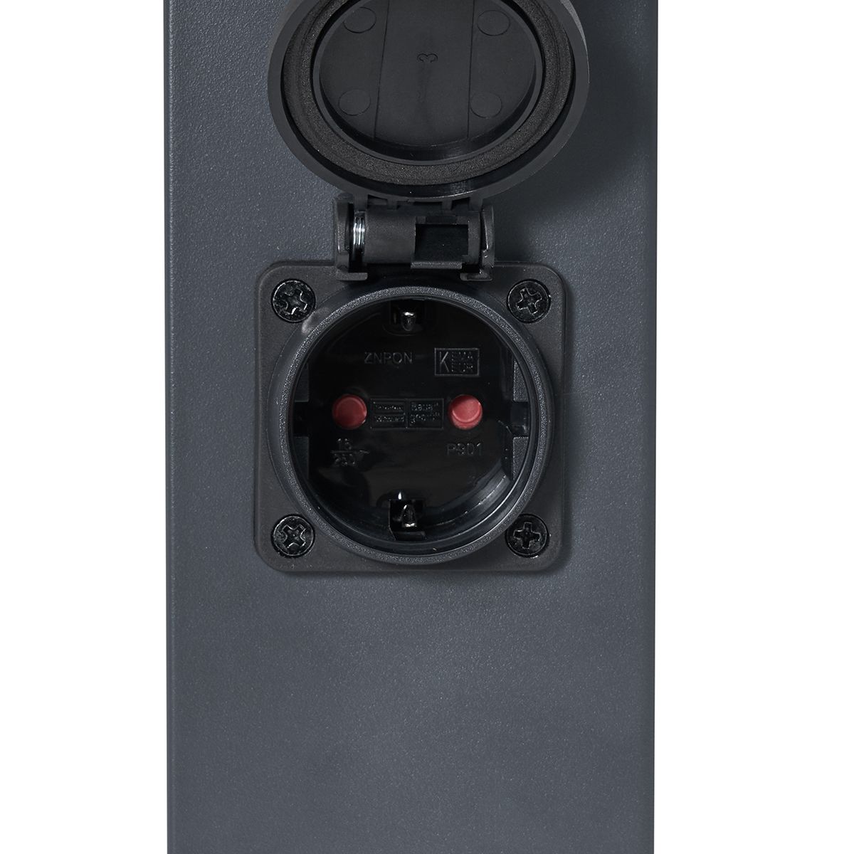 Buitenlamp donkergrijs met opaal glas 80cm IP44 met stopcontact en bewegingssensor - Malios