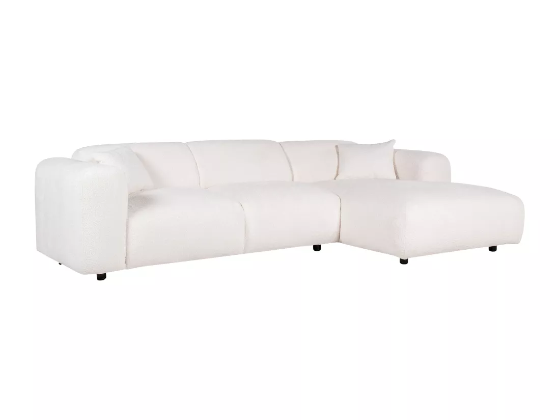 Grand canapé d'angle droit en tissu bouclette blanc POGNI de Maison Céphy