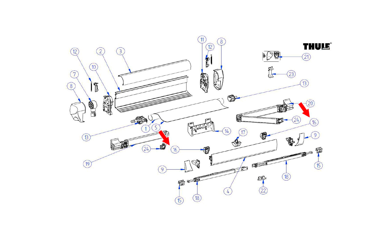Thule Spannstangen und Klemmprofil passend zu Omnistor 5003