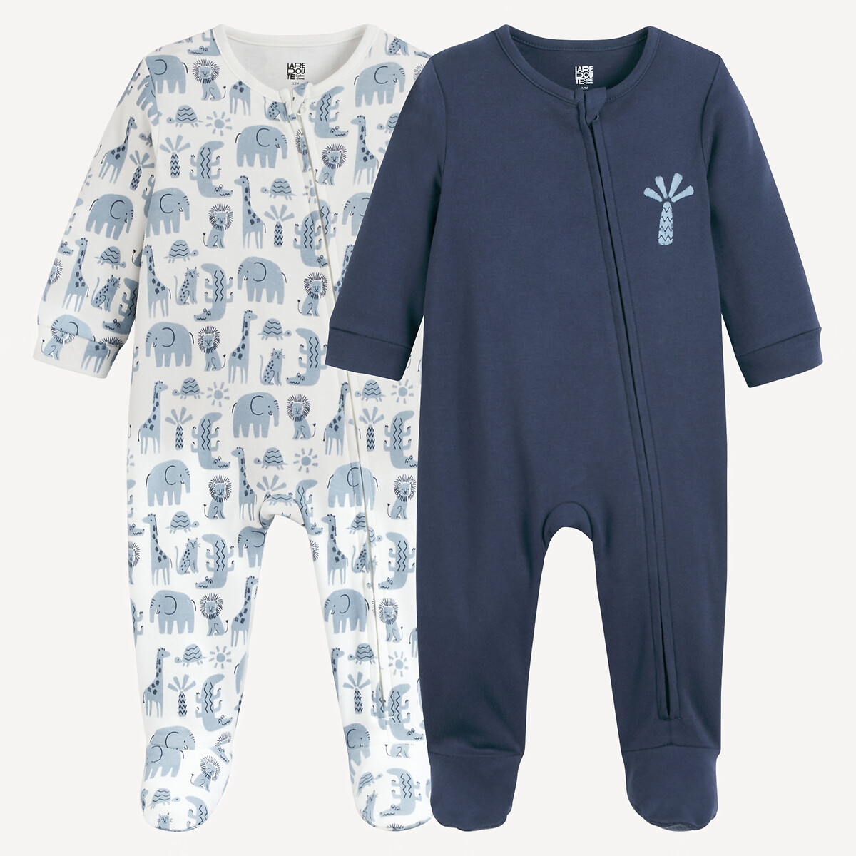 COLEÇÃO LA REDOUTE<br>Conjunto de 2 pijamas de malha com zíper