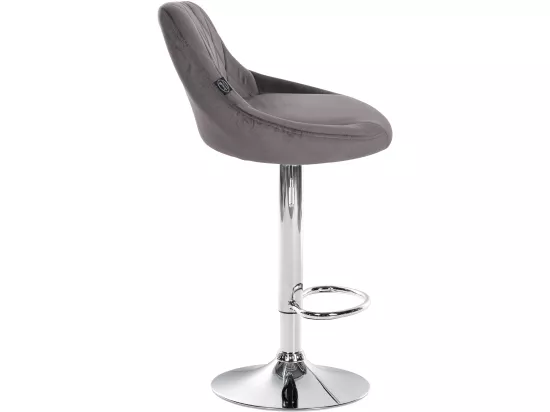 Lot de 2 Tabourets de bar - Velours & Métal - Gris - Lazio