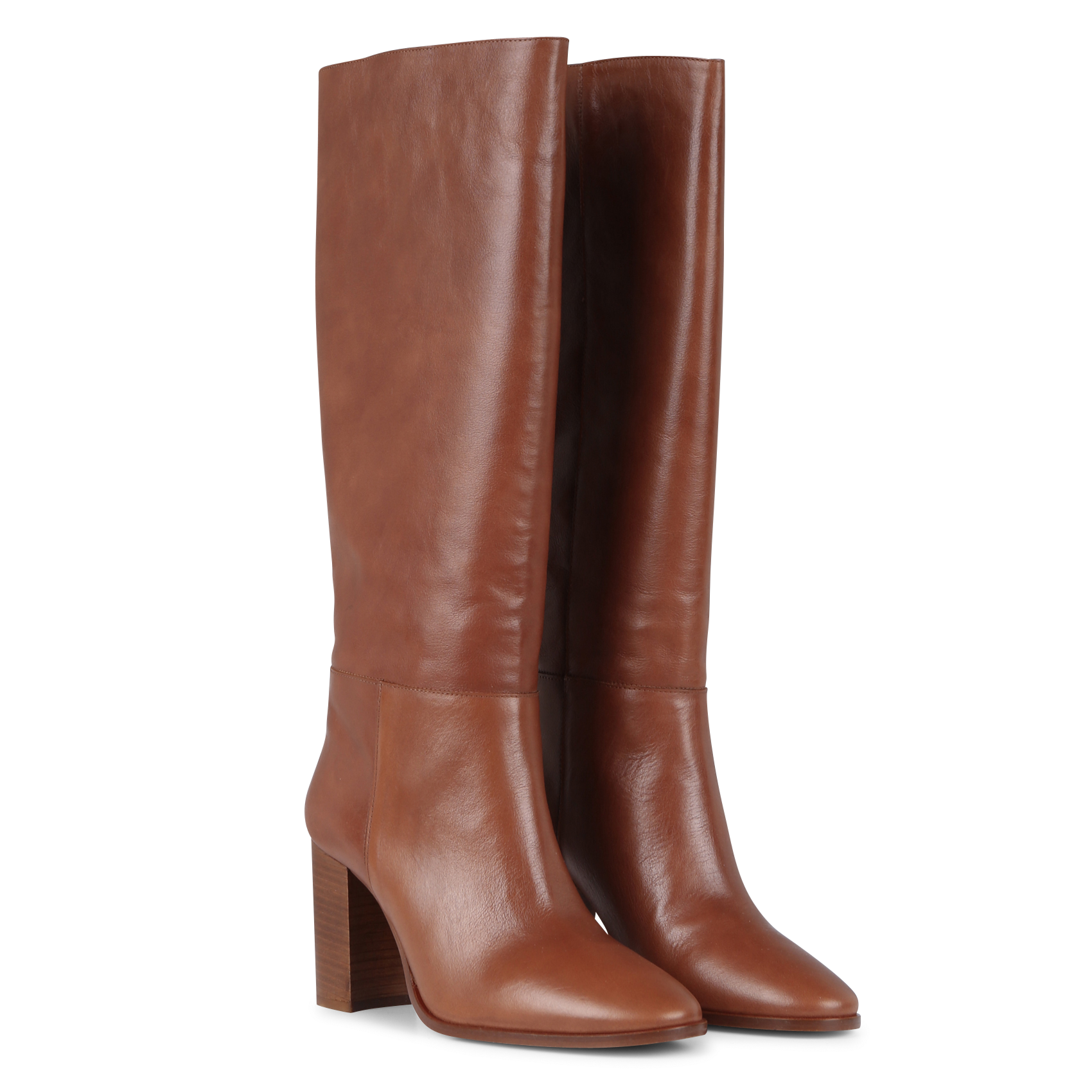 Bottes à talon en cuir | Marron