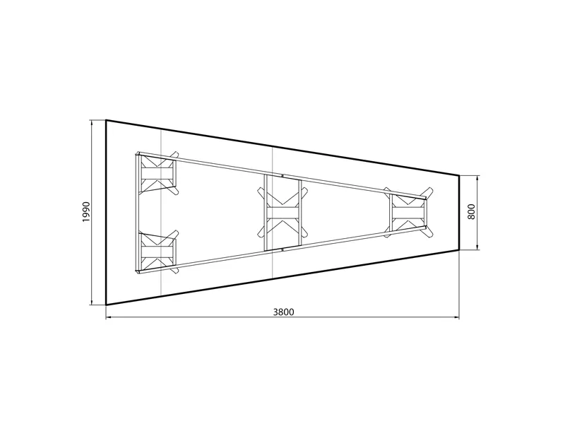 Konferencebord DNA trapezformet 3800x1990mm hvid, sort understel