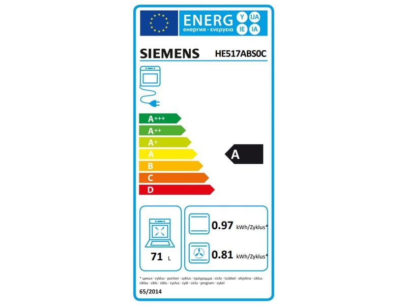 Siemens Einbauherd HE517ABS0C EU 60, Schwarz/Silber Backofen